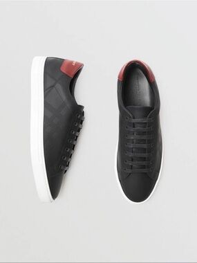 Burberry Perforated Check Leather Sneakers